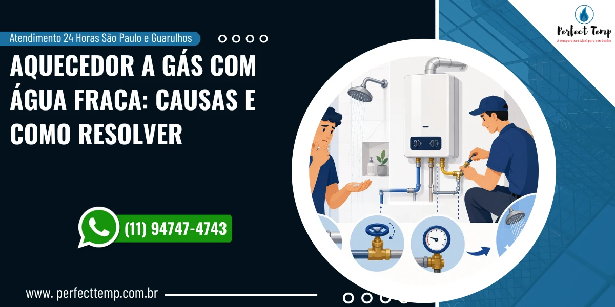 Aquecedor a gás com água fraca: causas e como resolver